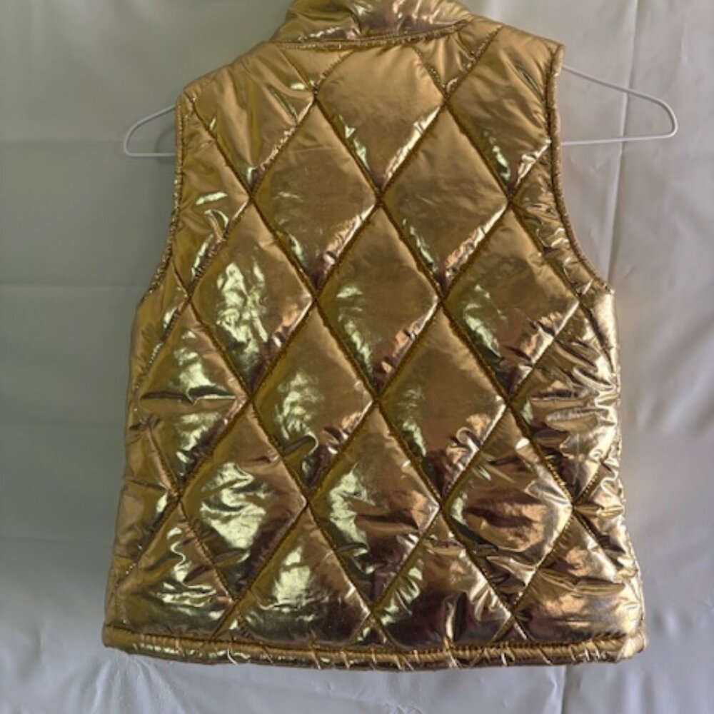 Girls Gold Puff Vest Diamond Design Zip Front Lined (7-8) Faded Glory